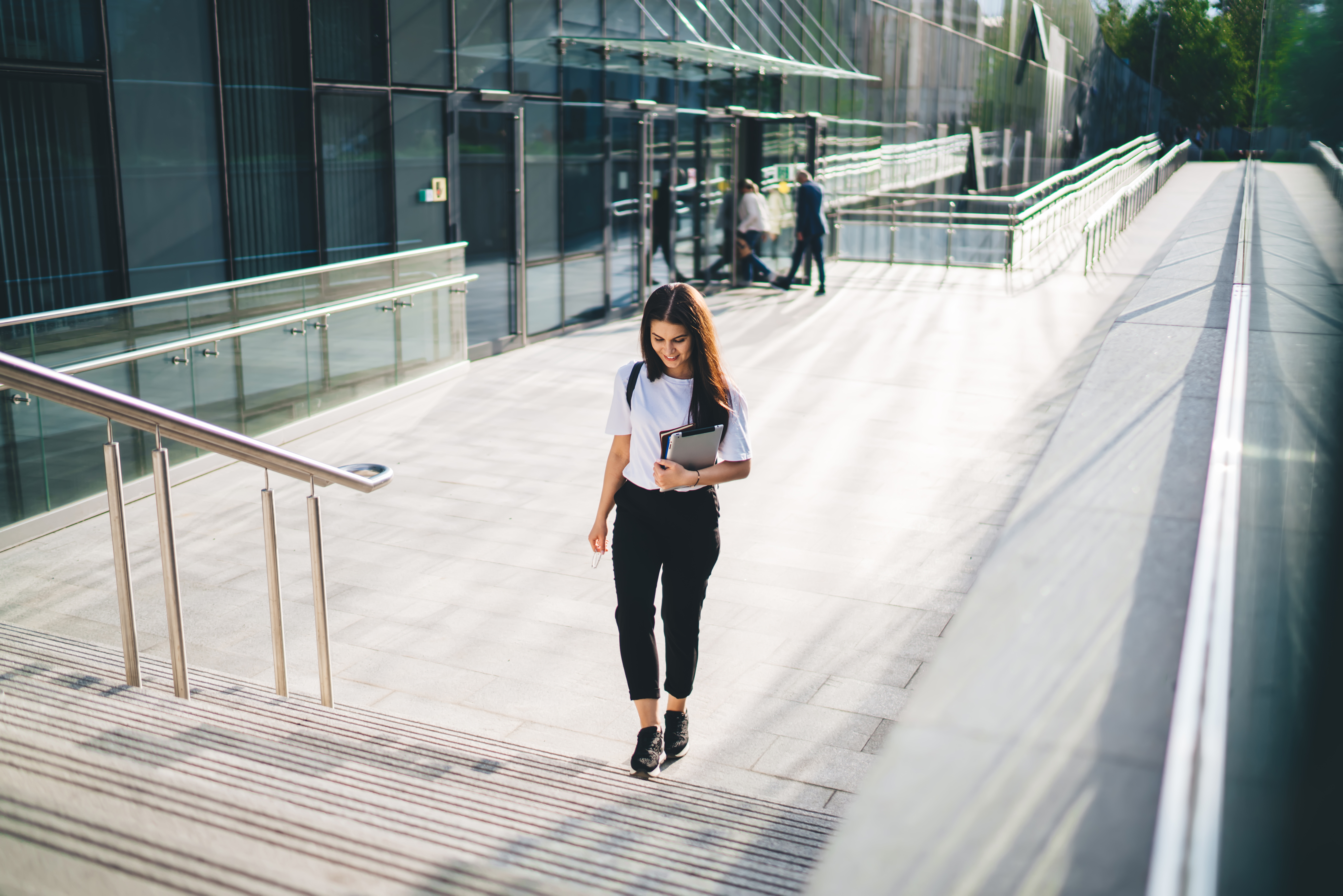 College student walking on campus